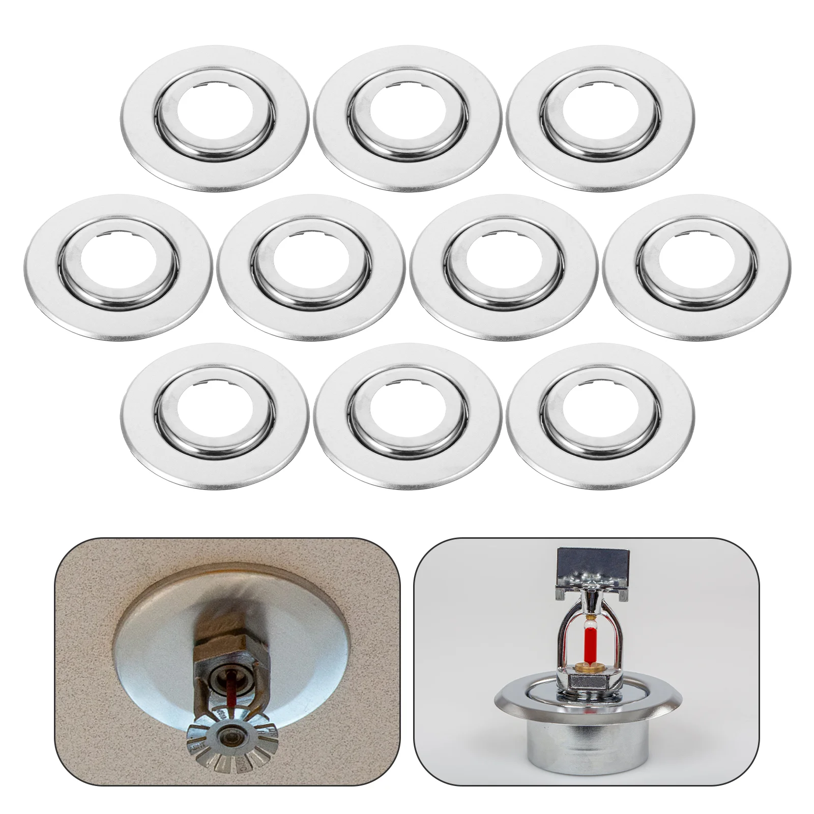 

10 Pcs Sprinkler Head Decorative Cover for Fire Wall-mounted Stainless Steel Plates Flange Replacement