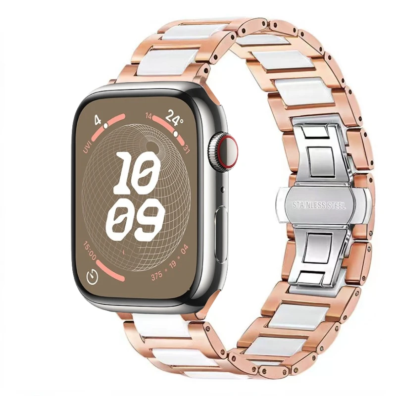 

Металлический керамический ремешок для Apple watch Ultra 2 49 мм 9 8 7 45 мм 41 мм, высококачественный сменный Браслет для iwatch 6 5 4 3 2 SE 44 мм 40 мм