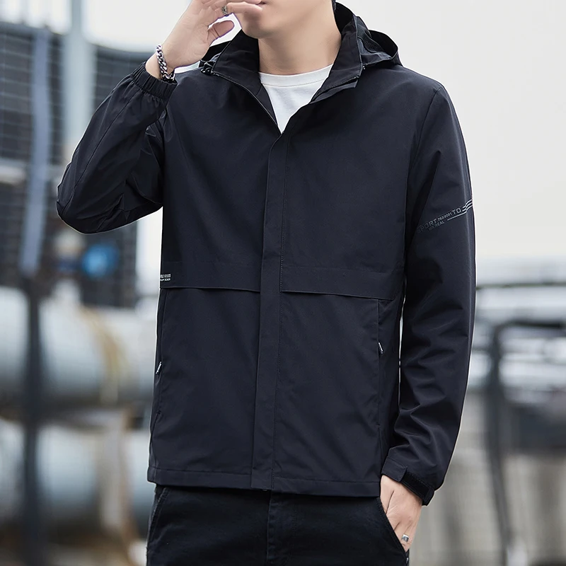 

Мужская куртка с капюшоном, новая весенняя модель, универсальная, удобная, для активного отдыха, повседневная, на молнии, модная, из полиэфирного волокна, с длинными рукавами