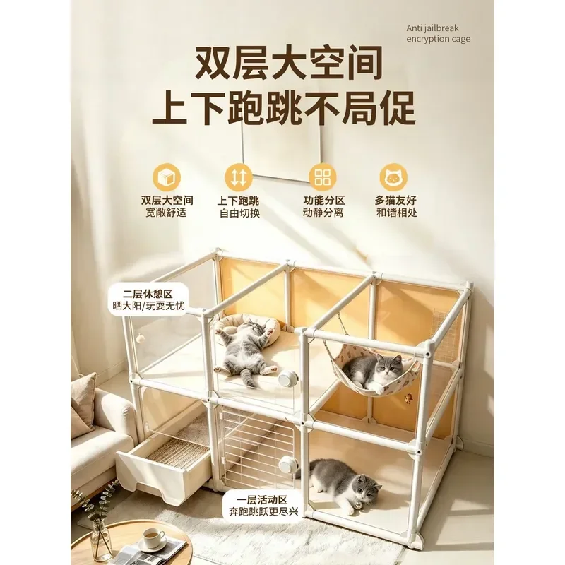 for Cat Cage Household Indoor Bold Reinforcement Large Free Space with Toilet Integrated Villa One Room One Living Room One