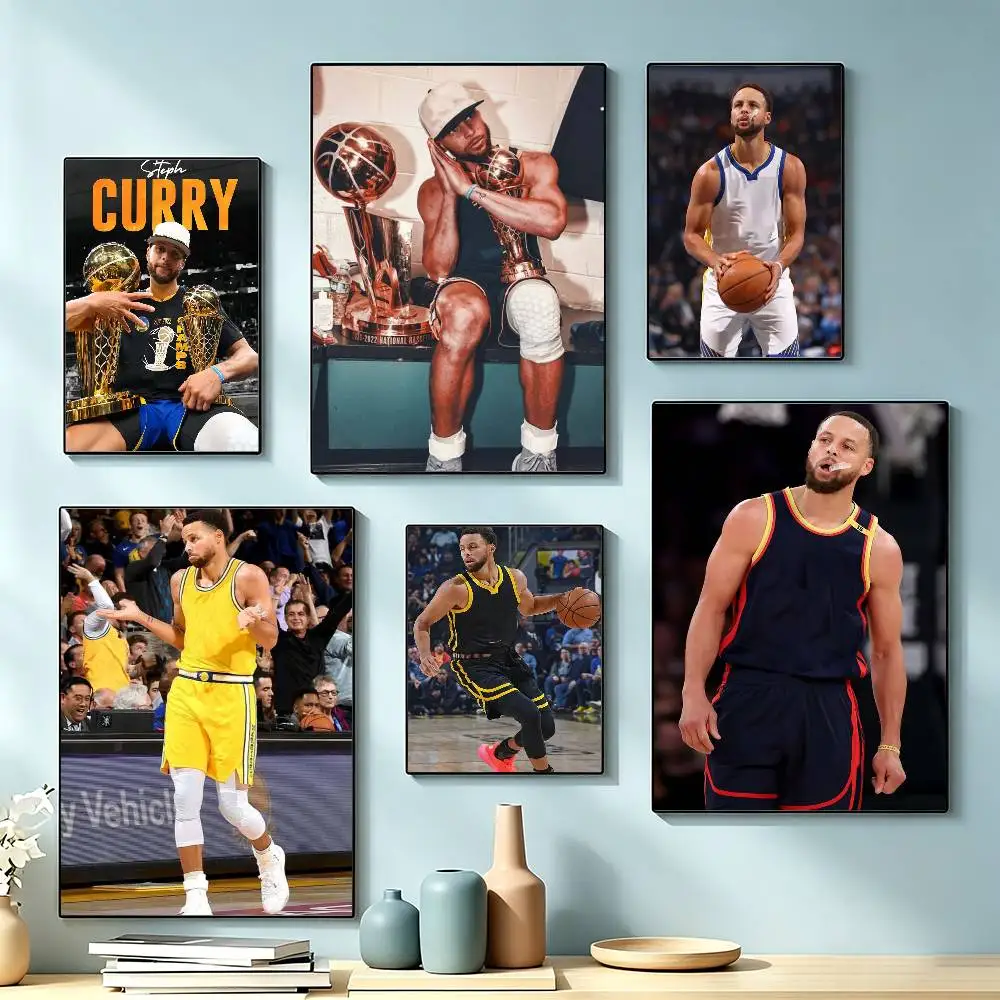 S-Stephen Curry Basketball Superstar Poster Waterproof Wall Art Sticker For Bar Living Room Vintage Decor High Quality Print