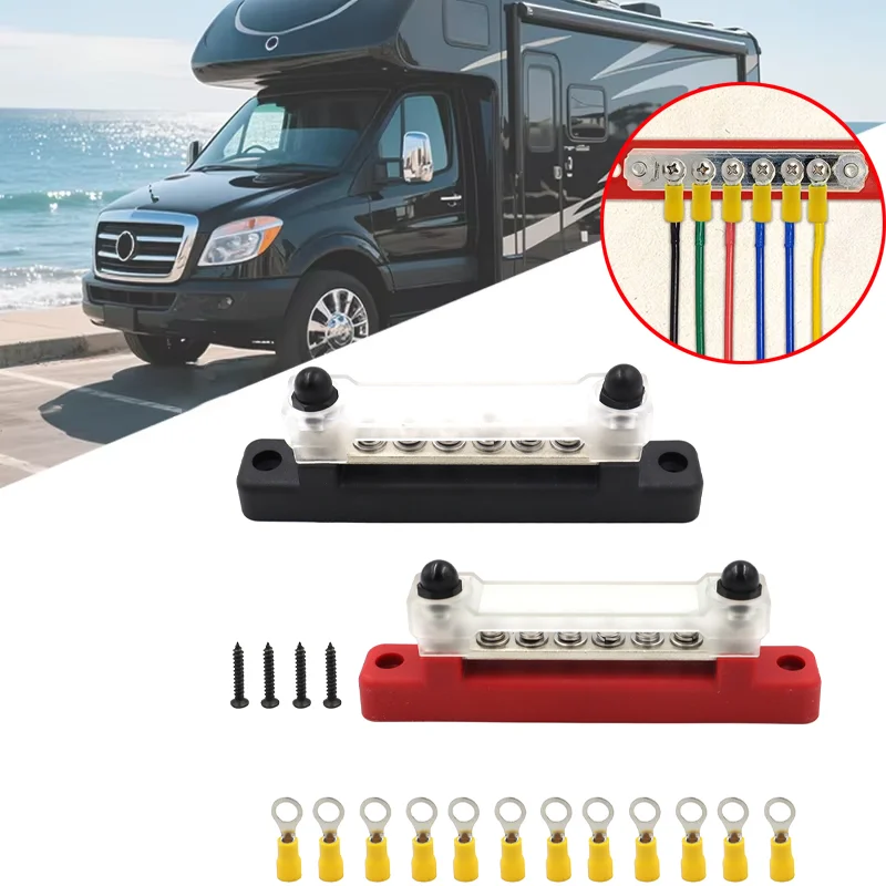 

48V RV Alpikcool Battery Terminals Blocks 150A Power Distribution 6 X 8 Screw Marine Line Studs Positive Baseus Bank