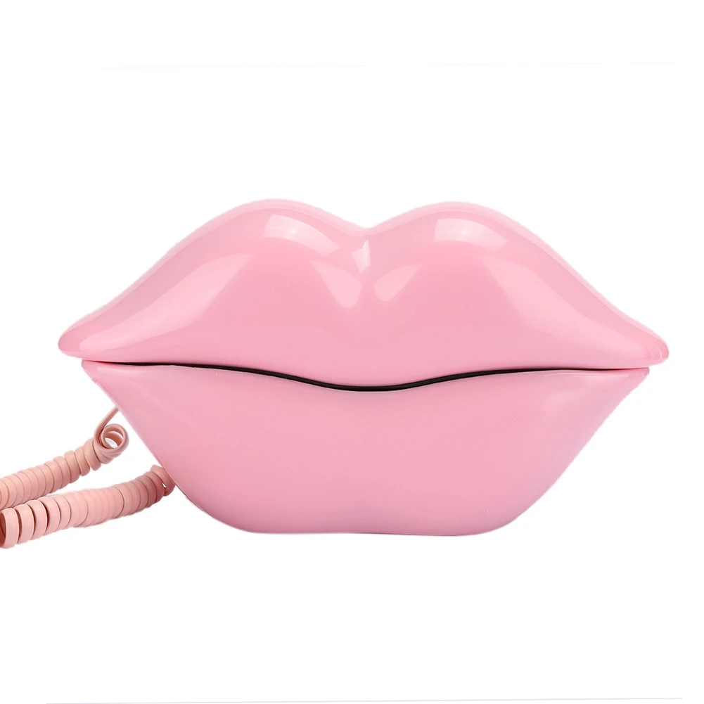 European Style Home Telephone Fashionable Pink Lips Shape Desktop Landline Phone