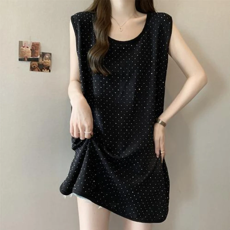 

Sleeveless Loose Simplicity Lazy Style T Shirt Tops Summer Solid All-match Youth Street Casual Vest Fashion Korean Women Clothes