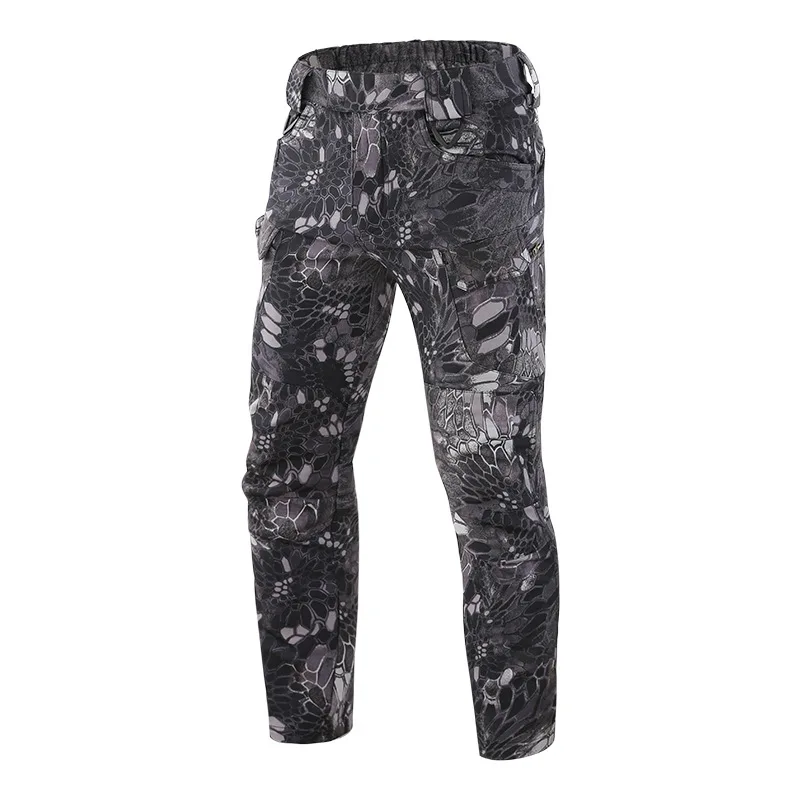 New four-sided elastic pants with multi-bag warm windproof and velvet outdoor pants