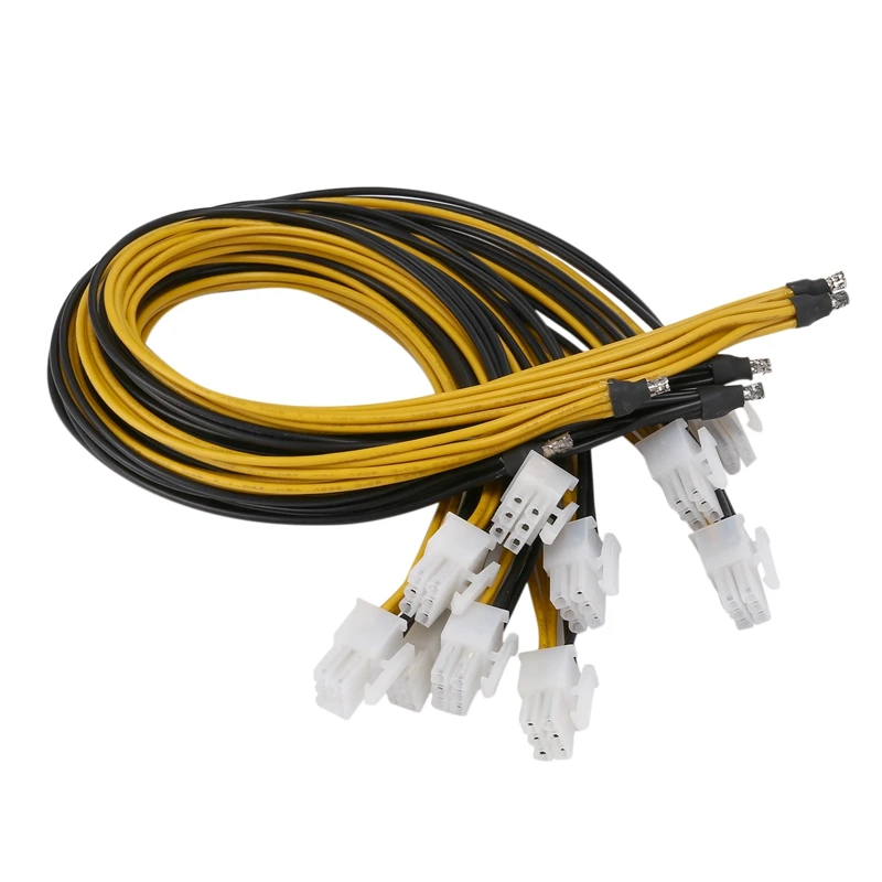 2 Port 6Pin PCIE Connectors Miner PSU Power Supply Cable For Antminer S7 S9 S9J L3+ Z9 D3 Bitmain Miner 40Cm