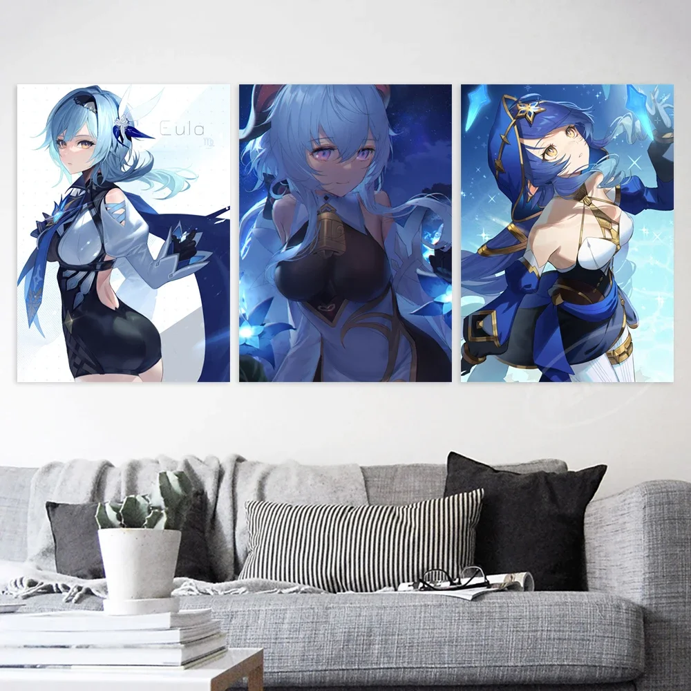 Canvas Poster Genshin Impact Painting Qiqi Wall Art Astrologist Mona Megistus Prints Modular Game Picture Home Decor Living Room