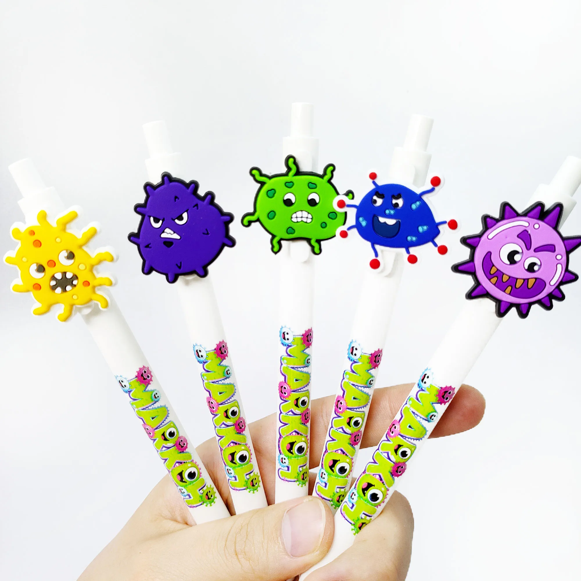 

10 шт./15 шт./30 шт. креативная шариковая ручка с тематикой вирусов, канцелярские принадлежности для обучения студентов, ручка для записи офисных встреч.