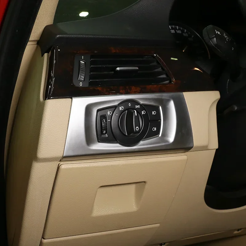 

For BMW 3 Series E90 2005-2012 ABS Carbon Fiber Car Headlight Switch Frame Cover Sticker Car Interior Accessories 1Pcs LHD