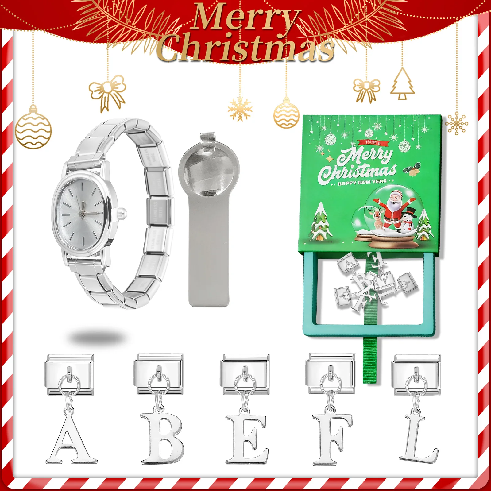 Y2K ريترو الزركون سوار ساعة الإسورة 9 مللي متر DIY سحر الفولاذ المقاوم للصدأ جودة عالية جولة مربع ساعة رئيس عيد الميلاد مجوهرات هدية #4