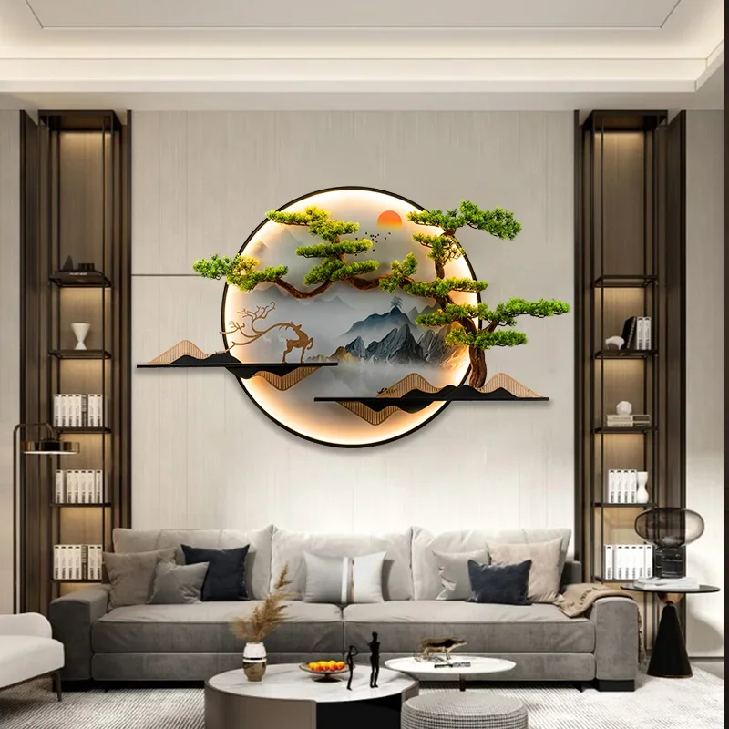 Welcome pine living room decorative painting entrance wall pendant club luminous mural light