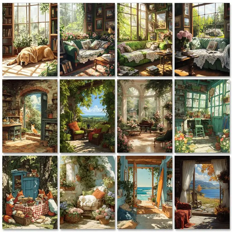 

GATYZTORY Diy Painting By Numbers For Adults Starter Kits Garden Personalized Gift Paint With Numbers For Home Decor