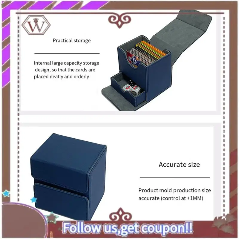 

ABBG-Card Storage Box With Dice Tray Collectible Card Case For Gathering Game Sleeved Cards Durable Black+Gray