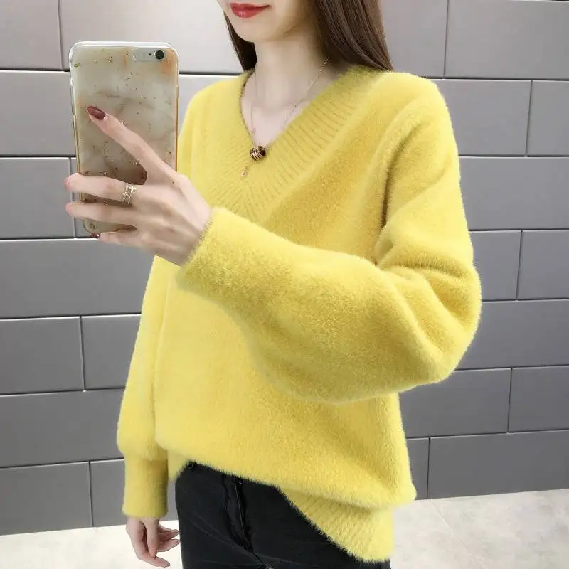 

Women's Oversized Thiened Sweater 2025 Autumn New Sle Loose Fit Outerwear Lazy Faion Top Quali Polyester Fiber