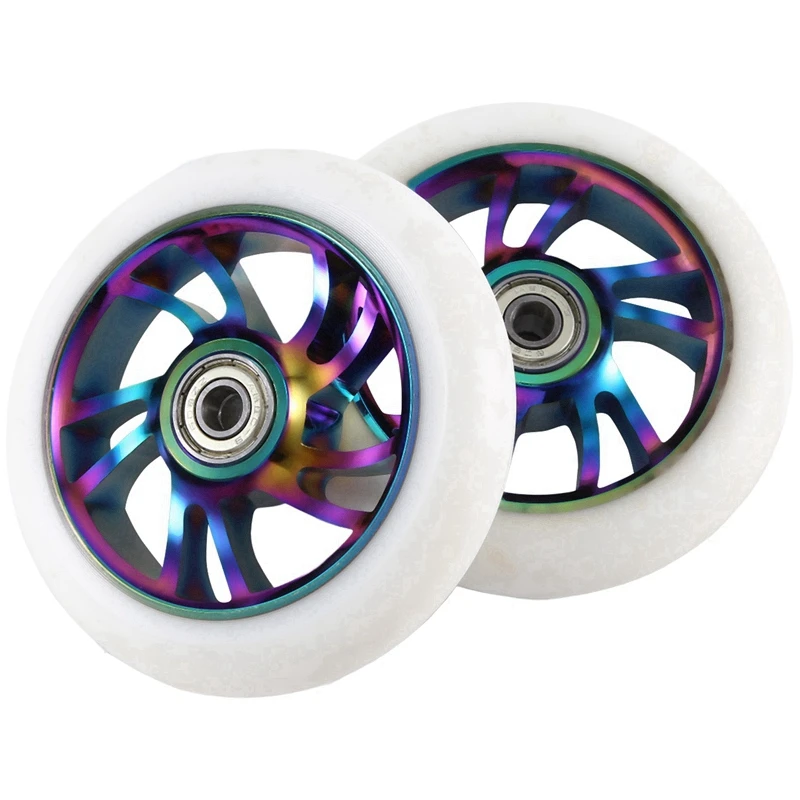 2Pcs 110Mm Scooter Wheels Replacement Accessories Aluminum Wear-Resistant PU Stunt Scooter Parts Kick Scooter Accessories