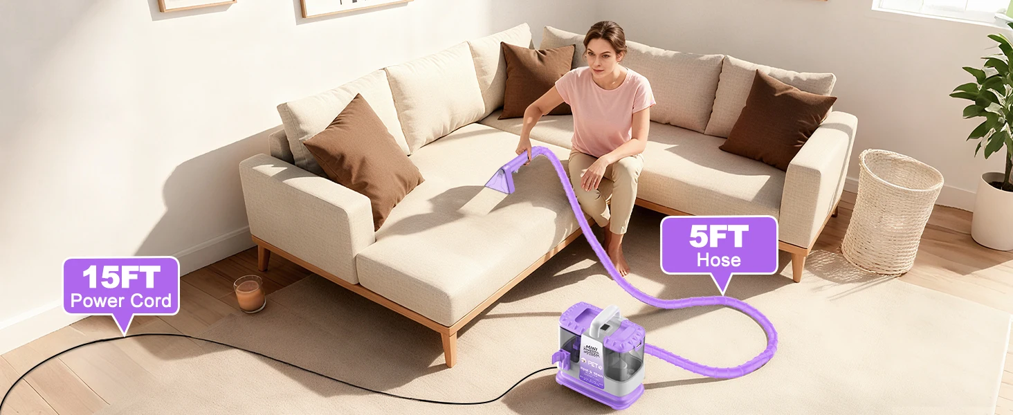 Teppichreinigungsmaschine - 32Kpa Kompakter Textilreiniger für Teppiche, Multifunktionales Zubehör, Für Sofa, Auto, Haustiere – Detail 3