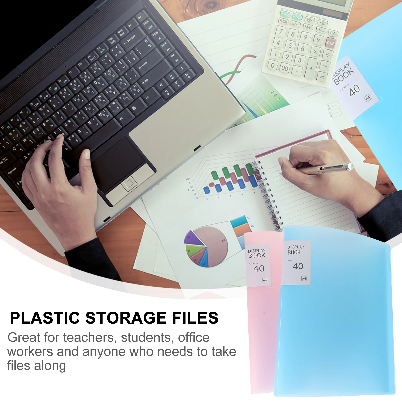 

2Pcs Plastic Storage Files A4 Document Folders Large Capacity Office Paper Organizers File Holders for Teachers Students Office