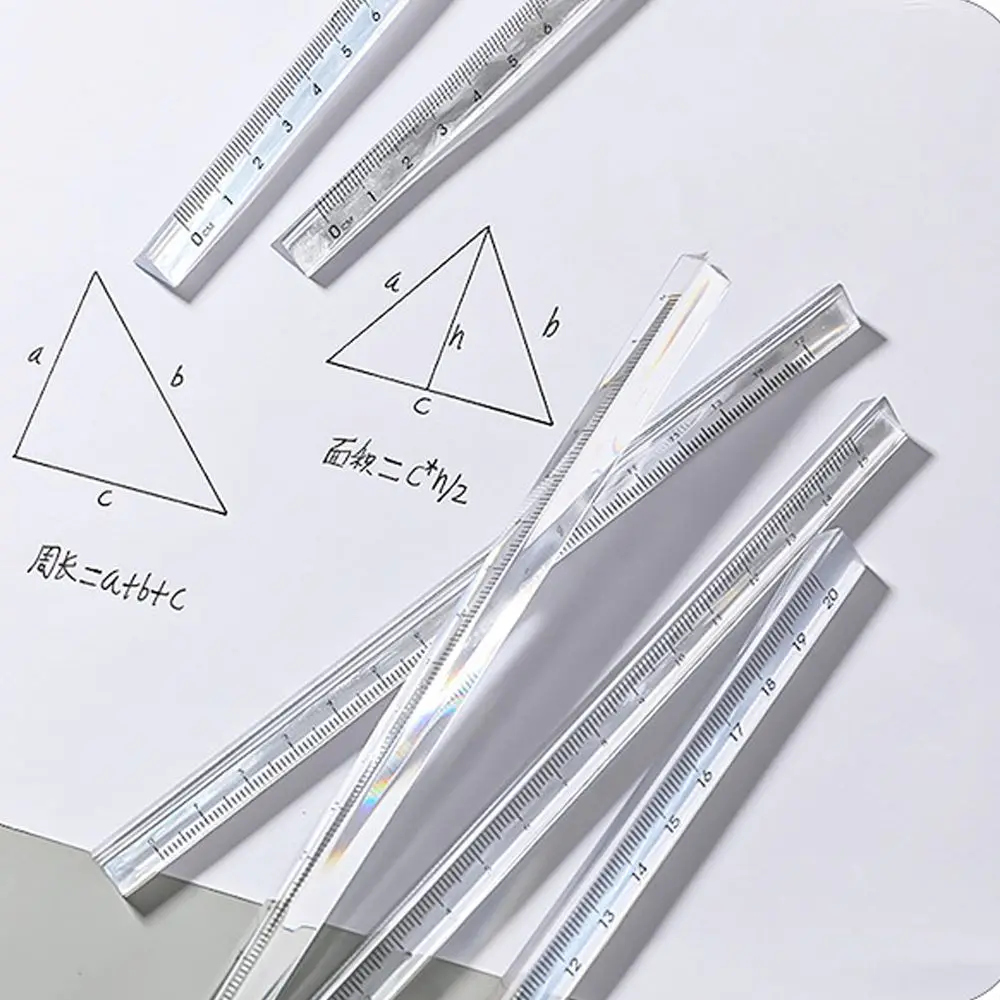 Office School Supplies Scale on Both Sides Triangular Rulers Measuring Tools Transparent Straight Ruler Students Stationery