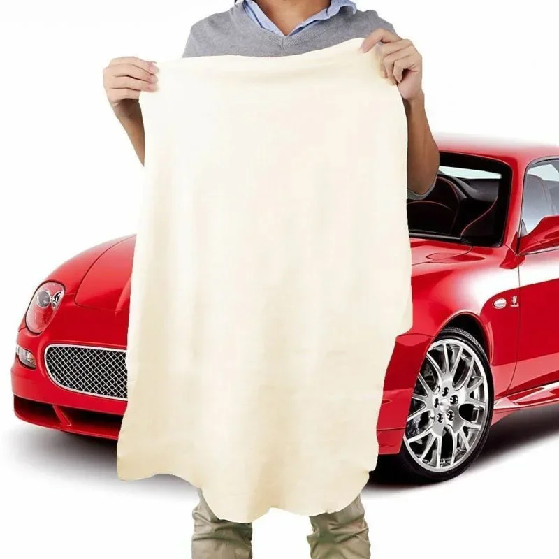 Toallas de limpieza de coche de cuero de gamuza Shammy Natural, paño de secado y lavado, toalla blanca de 25x40cm, lavado y mantenimiento de coches, 1 ud.