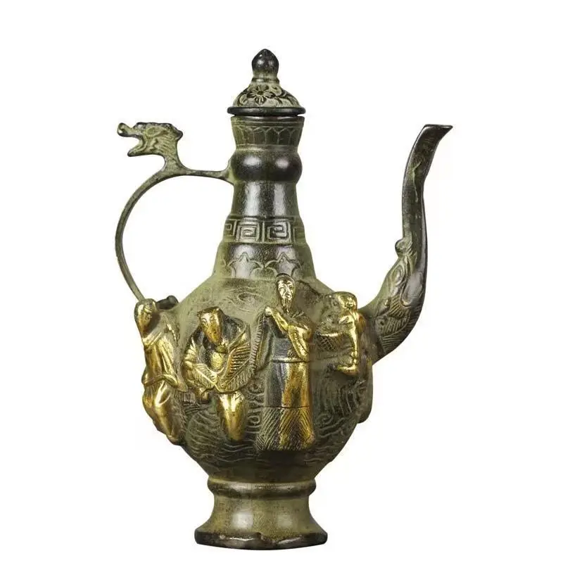 Retro Good luck Eight Immortals Dragon Wine Pot Ornament Decoration Tea Pet Figurines Desk Decor Accessories