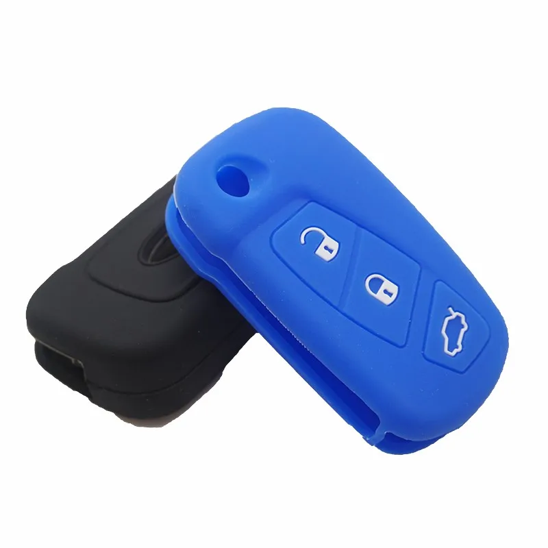 Xinyuexin Silicone Rubber Key Cover FOB Case for FORD KA GALAXY Fusion Mk4 Kuga Edg Remote Flip Key 3 Buttons Car Accessories