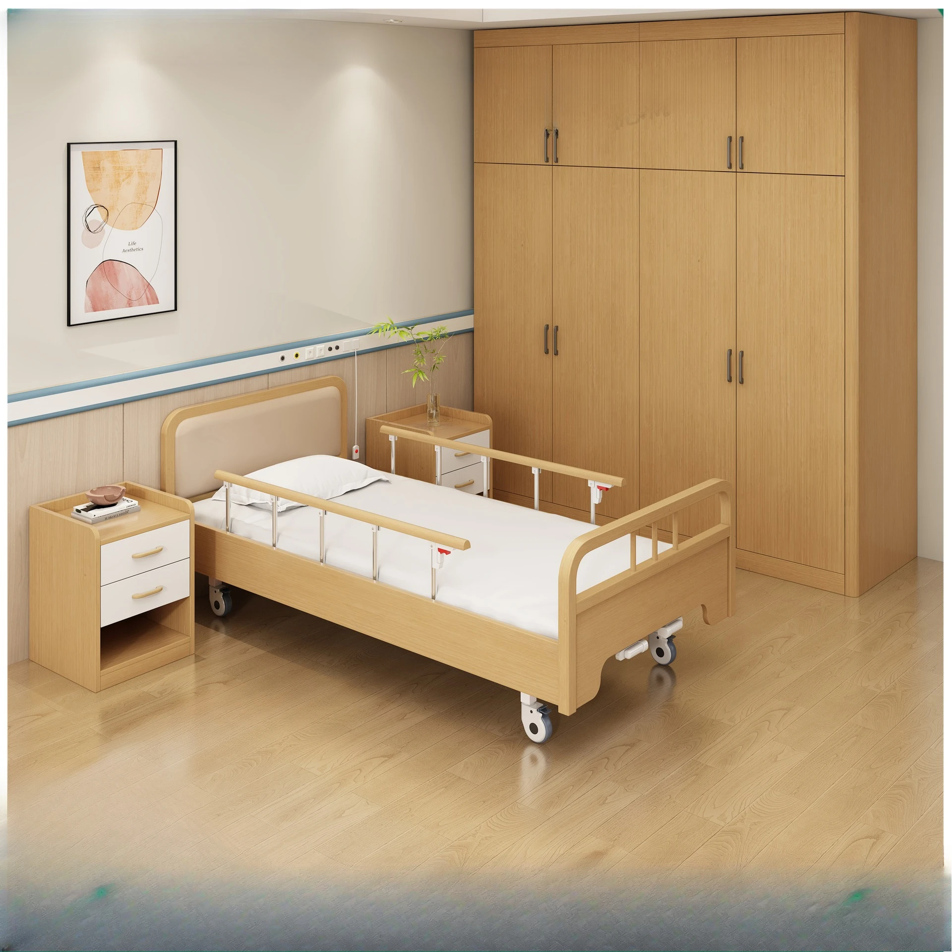bed, solid wood self-care bed for the elderly, multi-functional electric maintenance bed, special for nursing homes