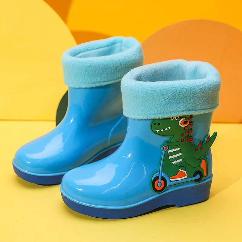 Children rain shoes girls warm light non slip boys children shoes rubber shoes winter overshoes rain boots botte enfant fille