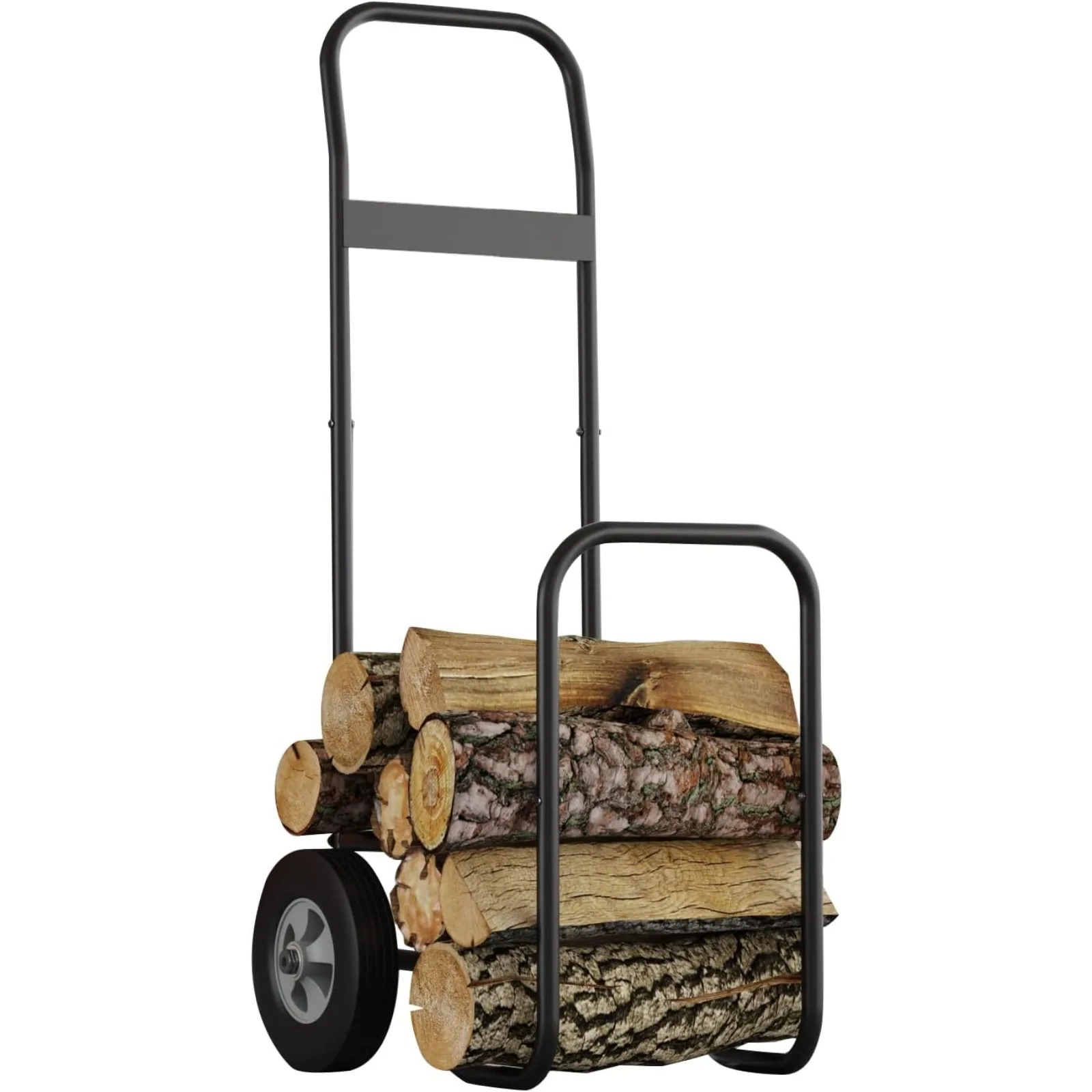 US Firewood Log Cart Carrier, Outdoor and Indoor Wood Rack Storage Mover, Rolling Dolly Hauler