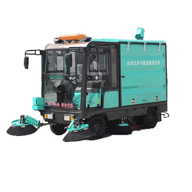 Ride On Enclosed Cabin Electric Street Sweeper Water Spraying Dust Collection Commercial Road Floor Cleaner for Park Airport