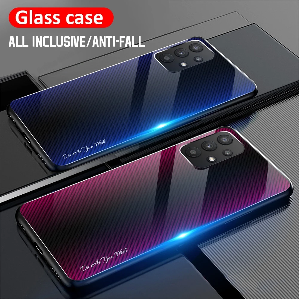 Luxury Glass Cover For Samsung Galaxy A55 A54 A53 A52 A52S A34 A33 A32 A13 4G 5G Case Shockproof Protective Bumper A55 5G Fundas