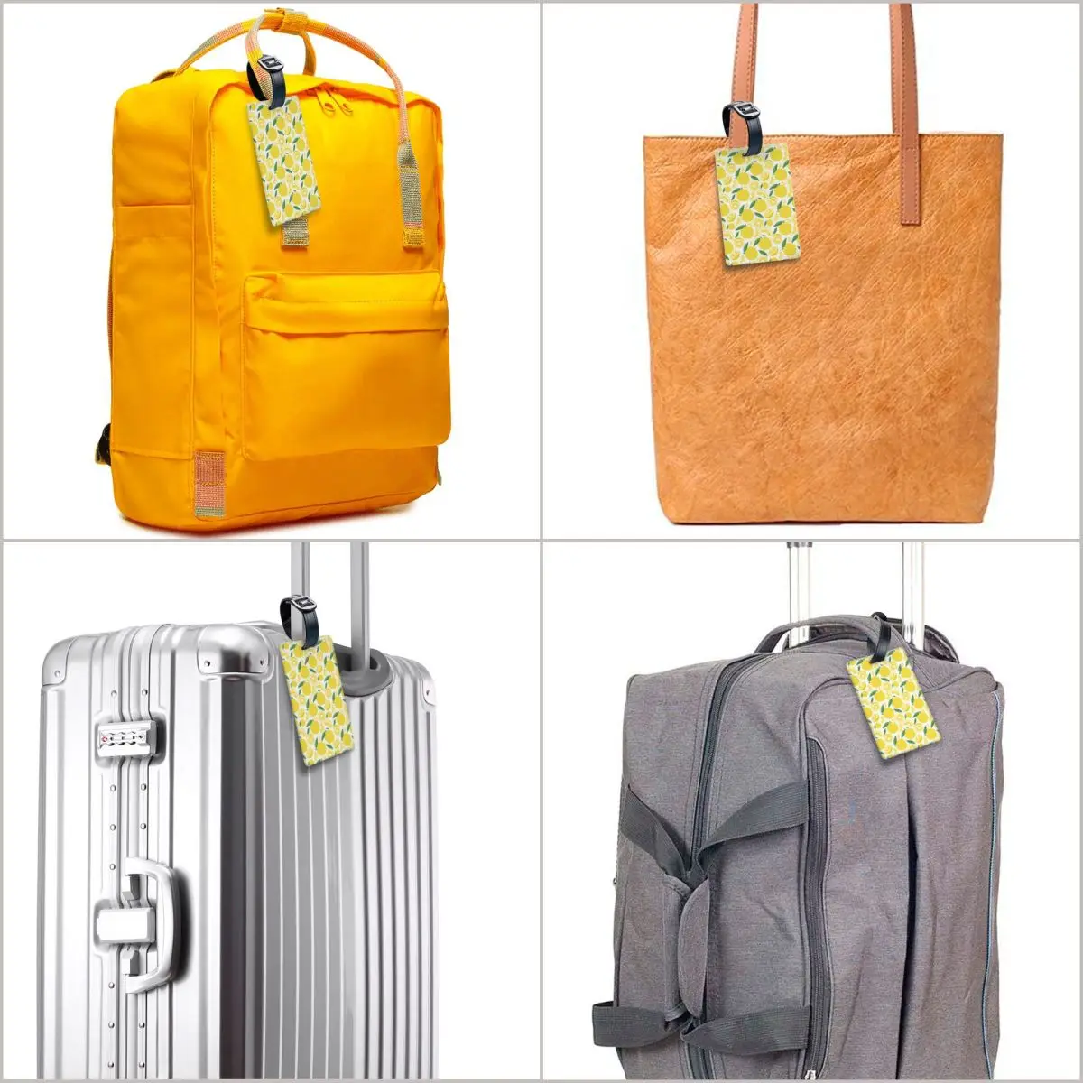 Étiquette de bagage personnalisée avec fruits tropicaux et citron, étiquettes de bagage personnalisées, couverture de confidentialité, carte d'identité avec nom, été