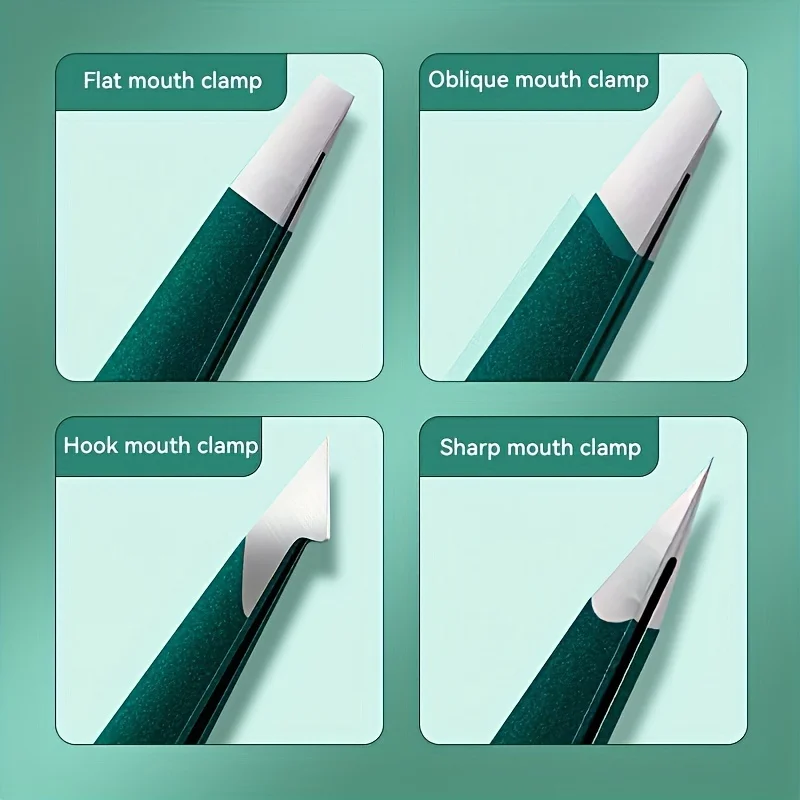 Conjunto de pinças de aço inoxidável, 4 peças, clipe de sobrancelha, extrator de cabelo fino multifuncional, adequado para remoção de pelos faciais, presentes