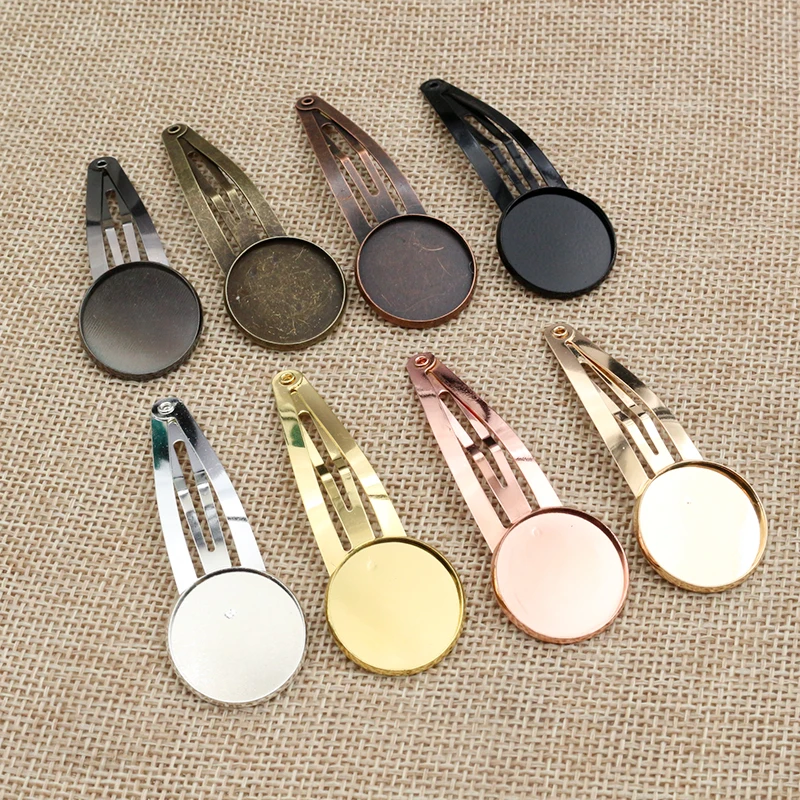 12mm 20mm 10pcs High Quality 4 Colors Plated Copper Material Hairpin Hair Clips Hairpin Base Setting Cabochon Cameo