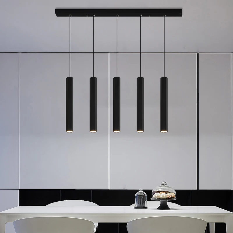 Modern and minimalist dining table chandeliers, creative and personalized LED long tube spotlights, Nordic minimalist bar