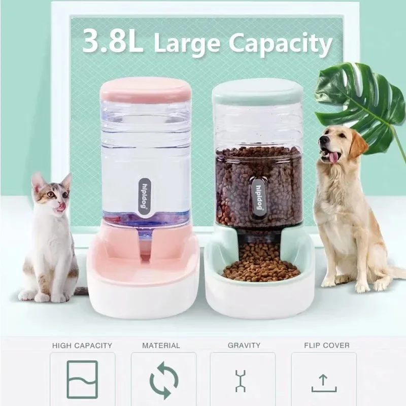 

Automatic Pet Feeder Small&Medium Cats Automatic Food Feeder and Dogs Waterer Set 3.8L Travel Supply for Dog Cat Pets Animals