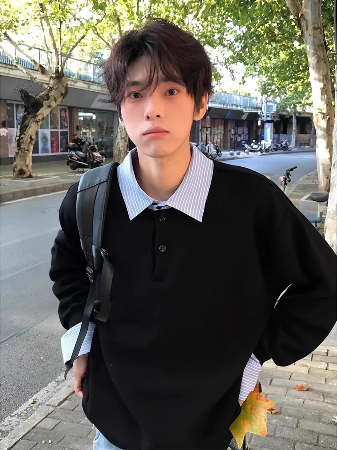 

Youthful Shirt Hoodie Men's Long Sleeve Turn-down Collar College Style Top Premium Feeling Autumn Winter Fashion Clothing