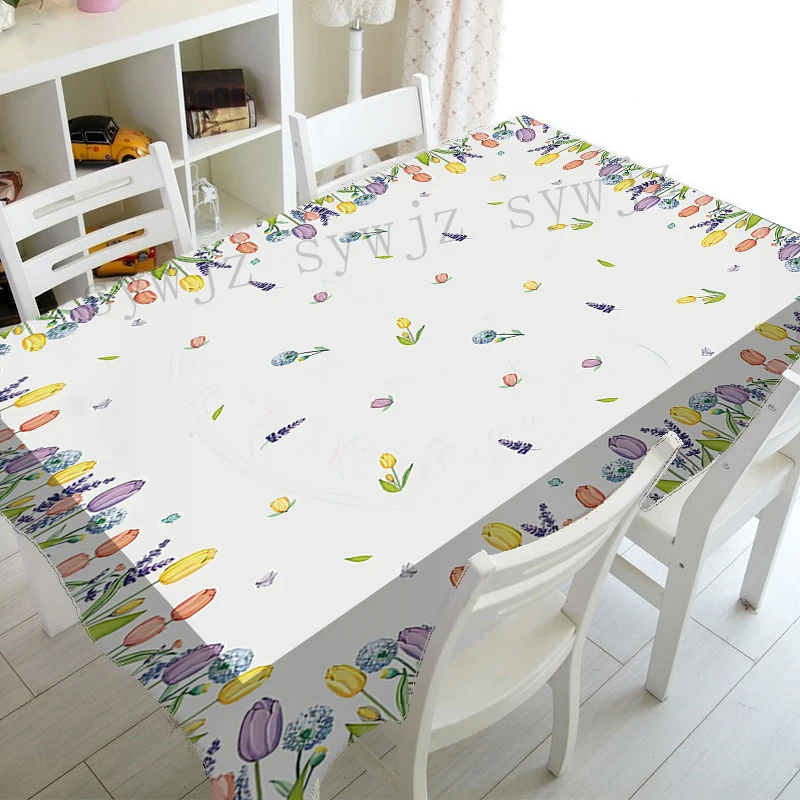 Spring Floral Pattern Tablecloth Retro Print Home Table Decoration Accessories Holiday Party Arrangement Scene Table Mat