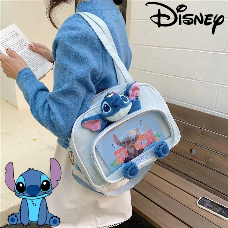 

Мультяшная сумка Disney Stitch с милым креативным принтом, новая повседневная модная сумка большой вместимости, портативная, на одно плечо, через плечо