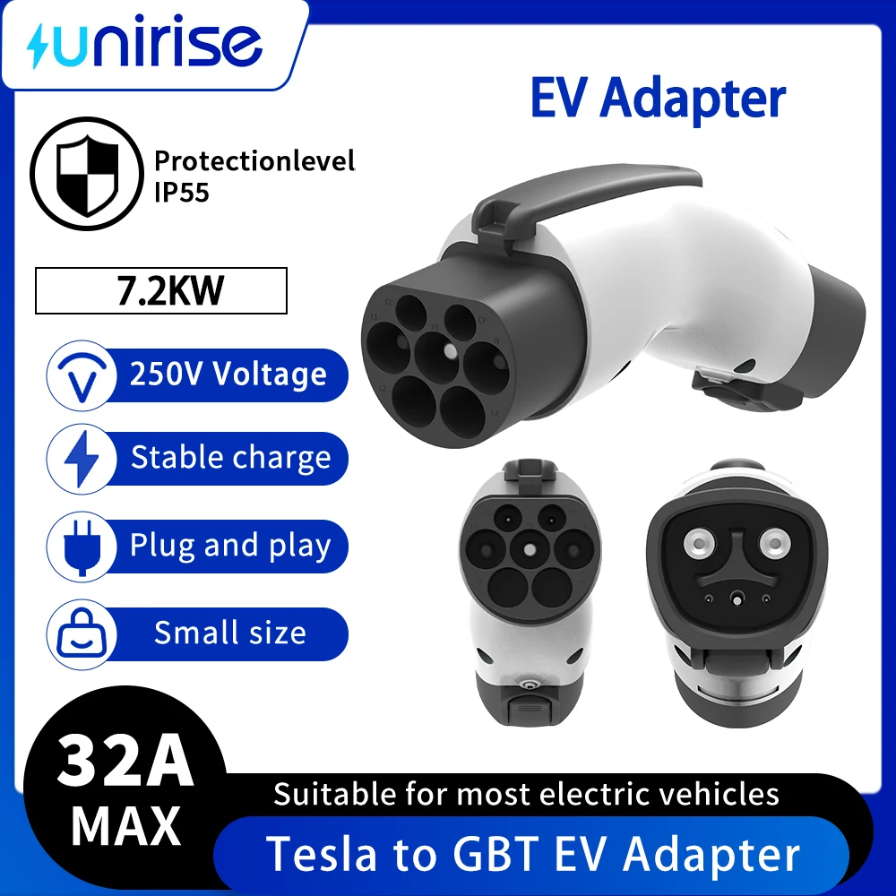 

Адаптер Tesla в GB/T 7,2 кВт, быстрое зарядное устройство 32 А для электромобилей, конвертер tesla Model y/3/x/y на GBT, адаптер для электромобилей BYD China BYD