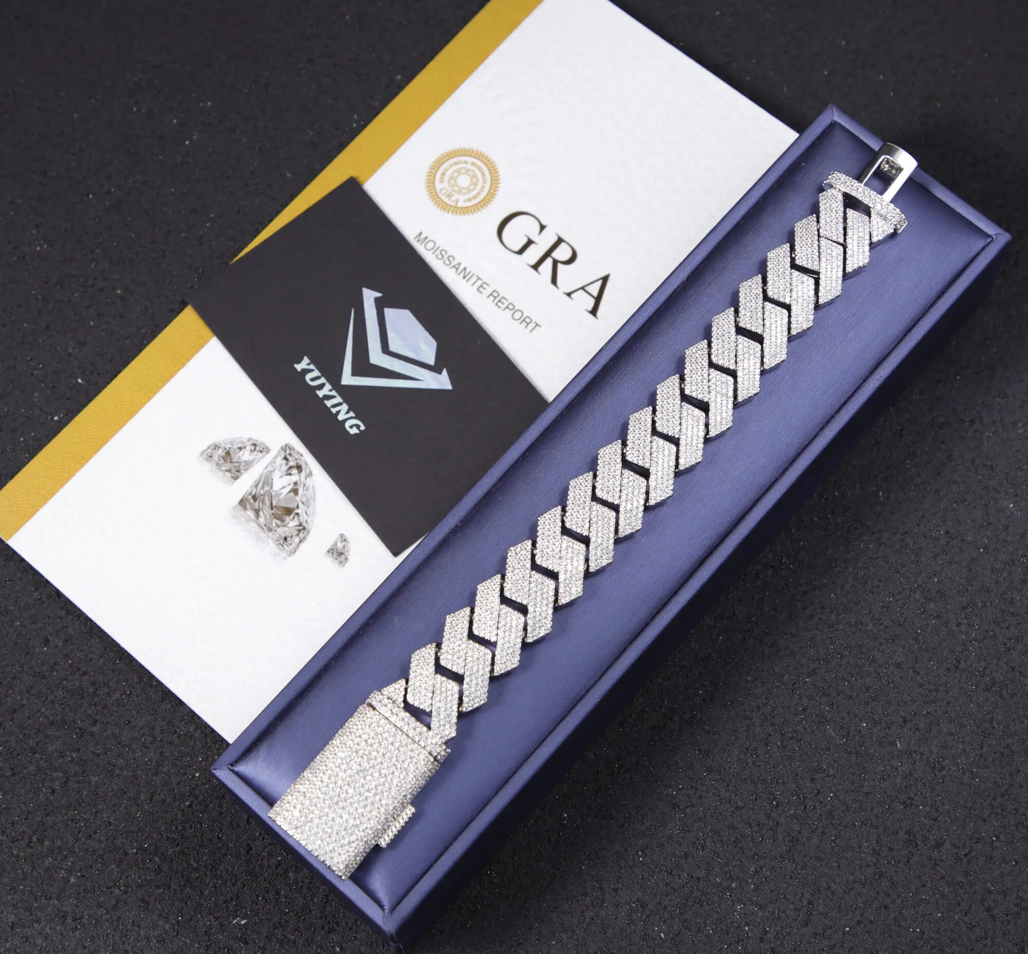 20 mm wide 4 Rows hiphop diamond Cuban Link Chain GRA Moissanite 925 sterling silver gold plate Fine jewelry necklaces bracelets image 6