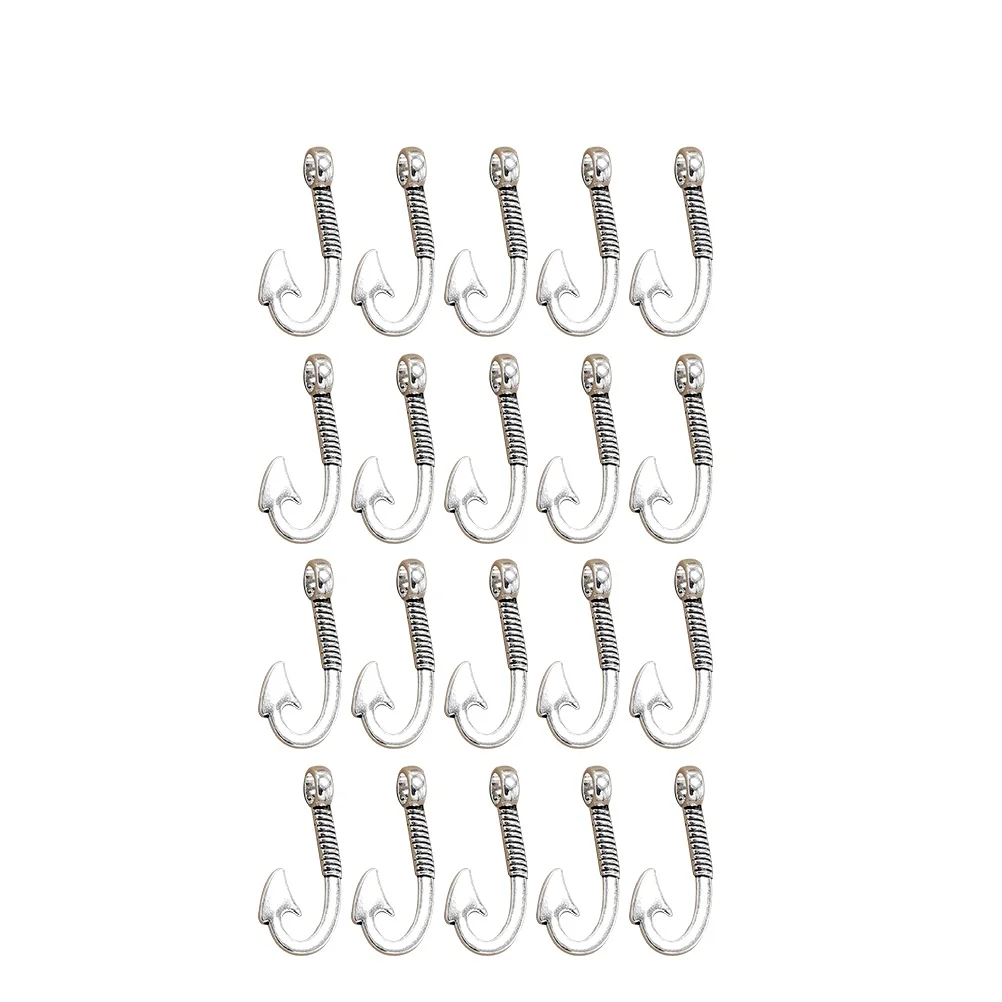 

20 Pcs Fish Hook Pendant Ornaments Alloy Charm DIY Charms Jewelry Making Pendants