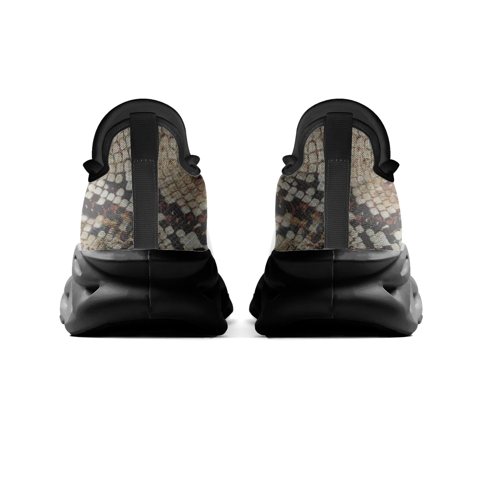 Zapatillas de deporte casuales con patrón de piel de serpiente de moda, parte superior de malla liviana adecuada tanto para hombres como para mujeres