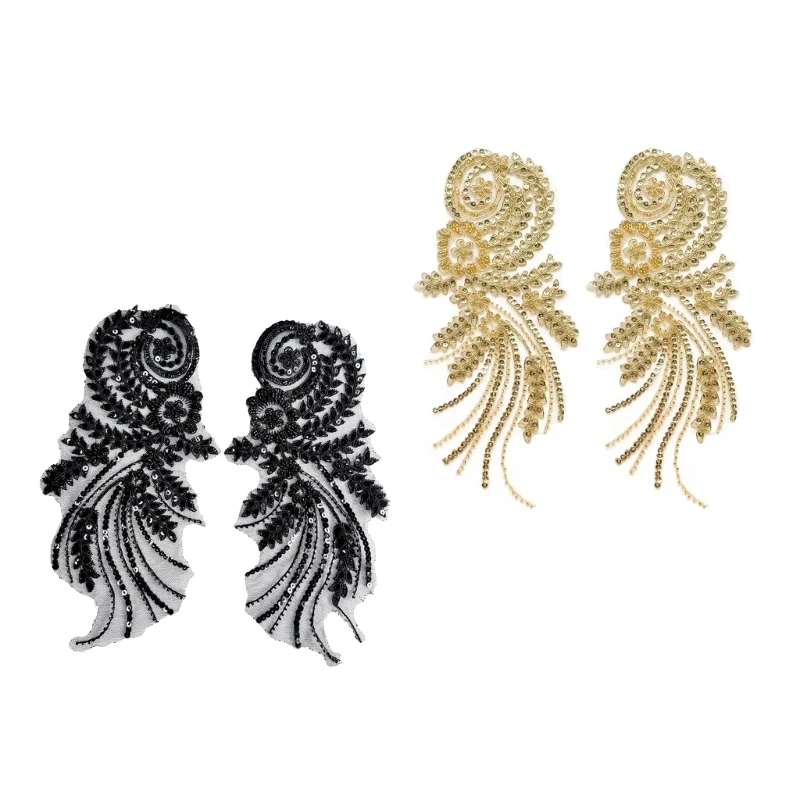 2pack Fringe Beads Sequins Patches Luxurious Decoration Accessories for Creative Fashion Lovers Dropship