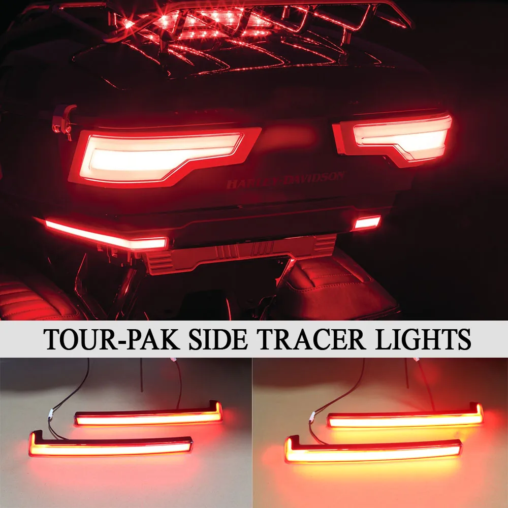 

Paket Tur Sepeda Motor Pak Panel Samping Aksen Lampu LED Merah/Asap Untuk Harley Touring Road King Road Glide FLHR FLHX FLTRX 20