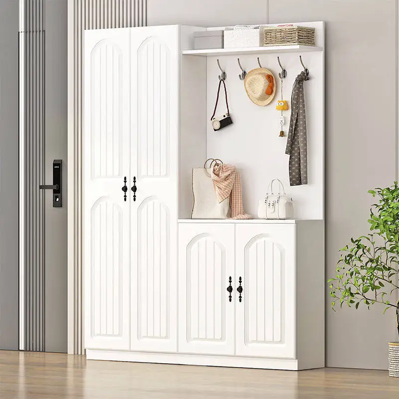 Simple foyer cabinet enters the door, coat  locker partition, large-capacity shoe with full-length mirror storag