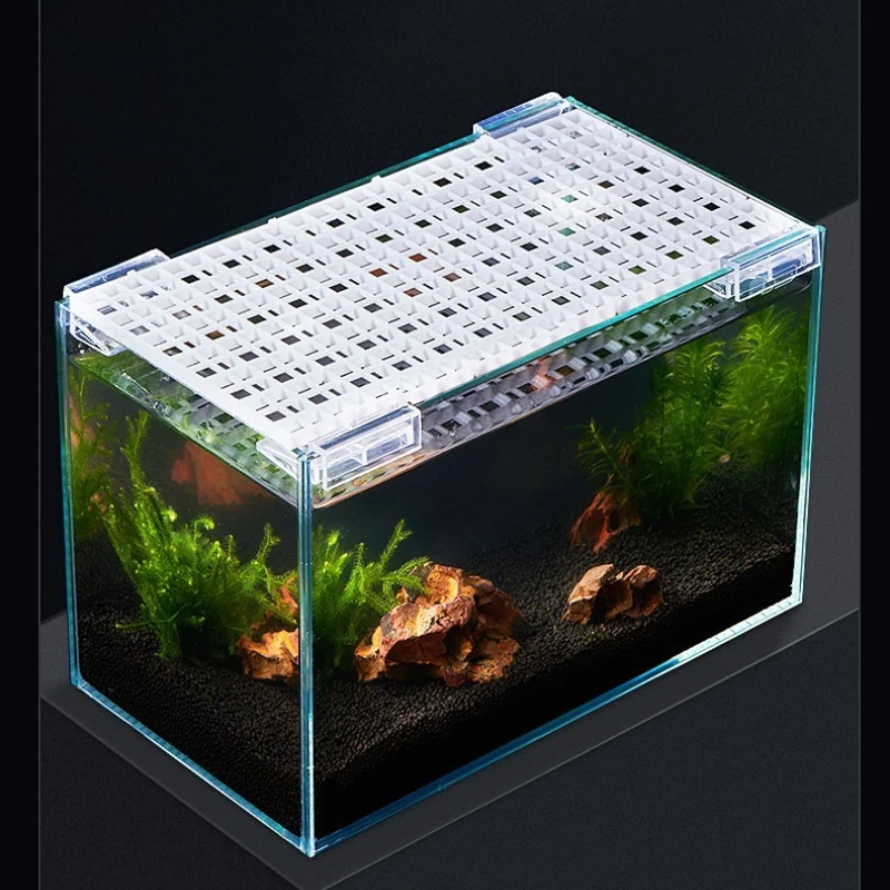 

Yee Aquarium Cover Panel - Anti-Jump Spliceable Acrylic Lid with Mesh Grid & Bottom Tray - Multi-Purpose Partition for Fish Tank