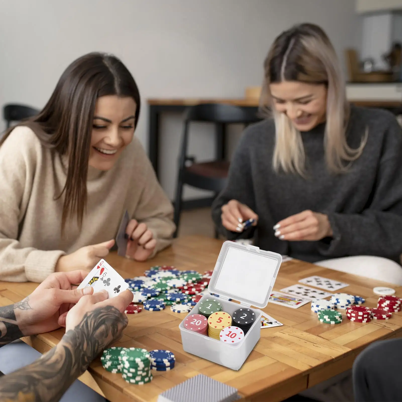 

Покерные фишки с номерами, пронумерованные, 100 шт., цветные игровые принадлежности с футляром, игровые покерные фишки для дома, путешествий, ночных турниров