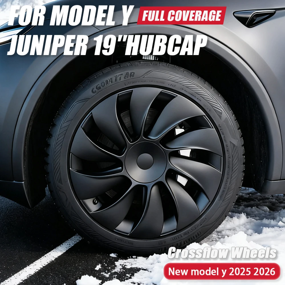 4PCS HubCap for New Tesla Model Y Juniper 2025 Performance Replacement Wheel Cap Crossflow Full Rim Cover 19 Inch Accessories