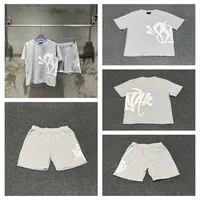 Syna New Summer Foamed Letter Print Short Sleeve T-Shirt And Shorts Set Casual Breathable Men's Clothing in Various Colors