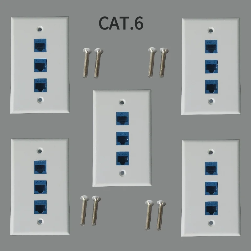 

3 port RJ45CAT.6 female to female wall panel socket